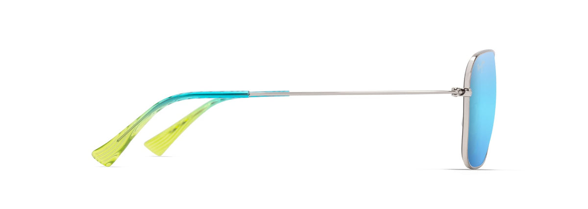 Maui Jim Na'auao sunglasses in Shiny Silver - Blue Hawaii, side view