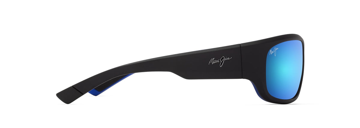Maui Jim Maukele sunglasses in Matte Black Grey Blue, side view