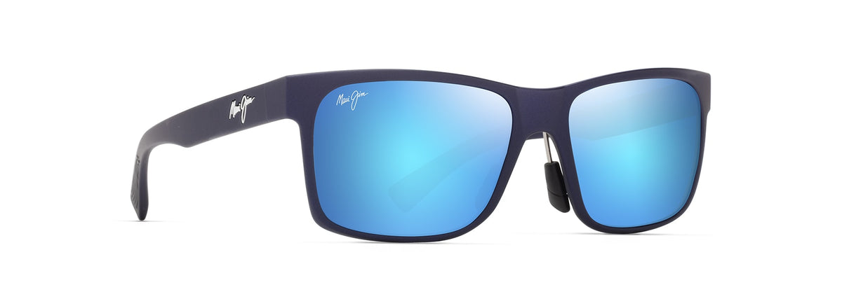 Maui Jim Hoopili sunglasses in Matte Metallic Blue, angled view