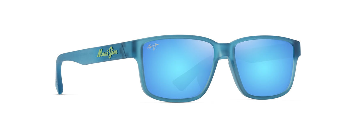 Maui Jim Kuniahi AF sunglasses in Matte Transparent Blue, angled view