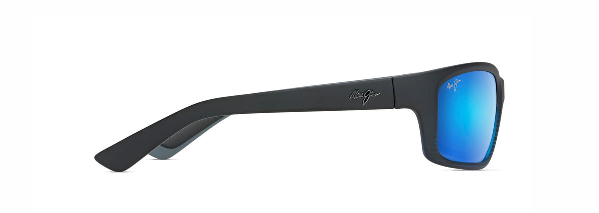 Maui Jim Kanaio Coast sunglasses in Matte Trans Blue Black with Stripe, side view