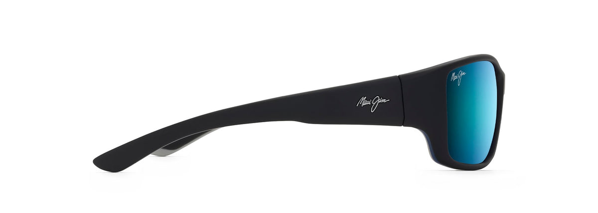 Maui Jim Local Kine sunglasses in Grey Soft Black/Sea Blue, side view