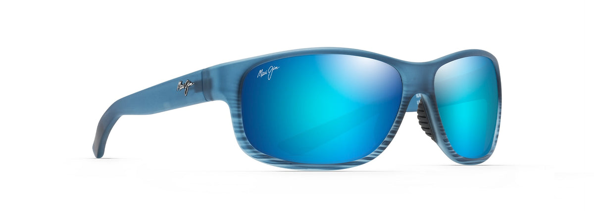Maui Jim Kaiwi Channel sunglasses in Blue Black Stripe, angled view
