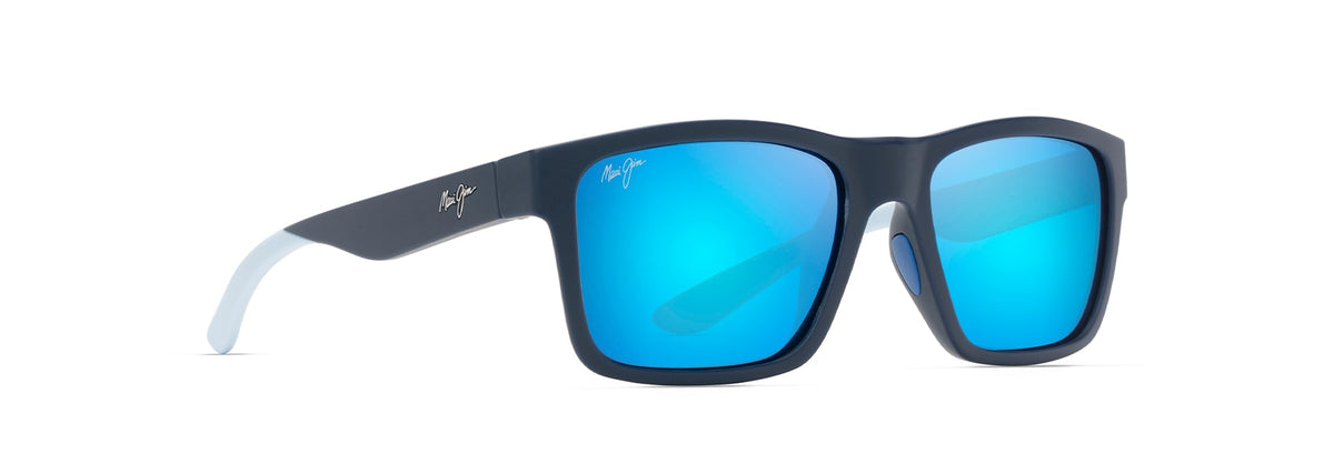Maui Jim The Flats sunglasses in Matte Black with Light Blue, angled view