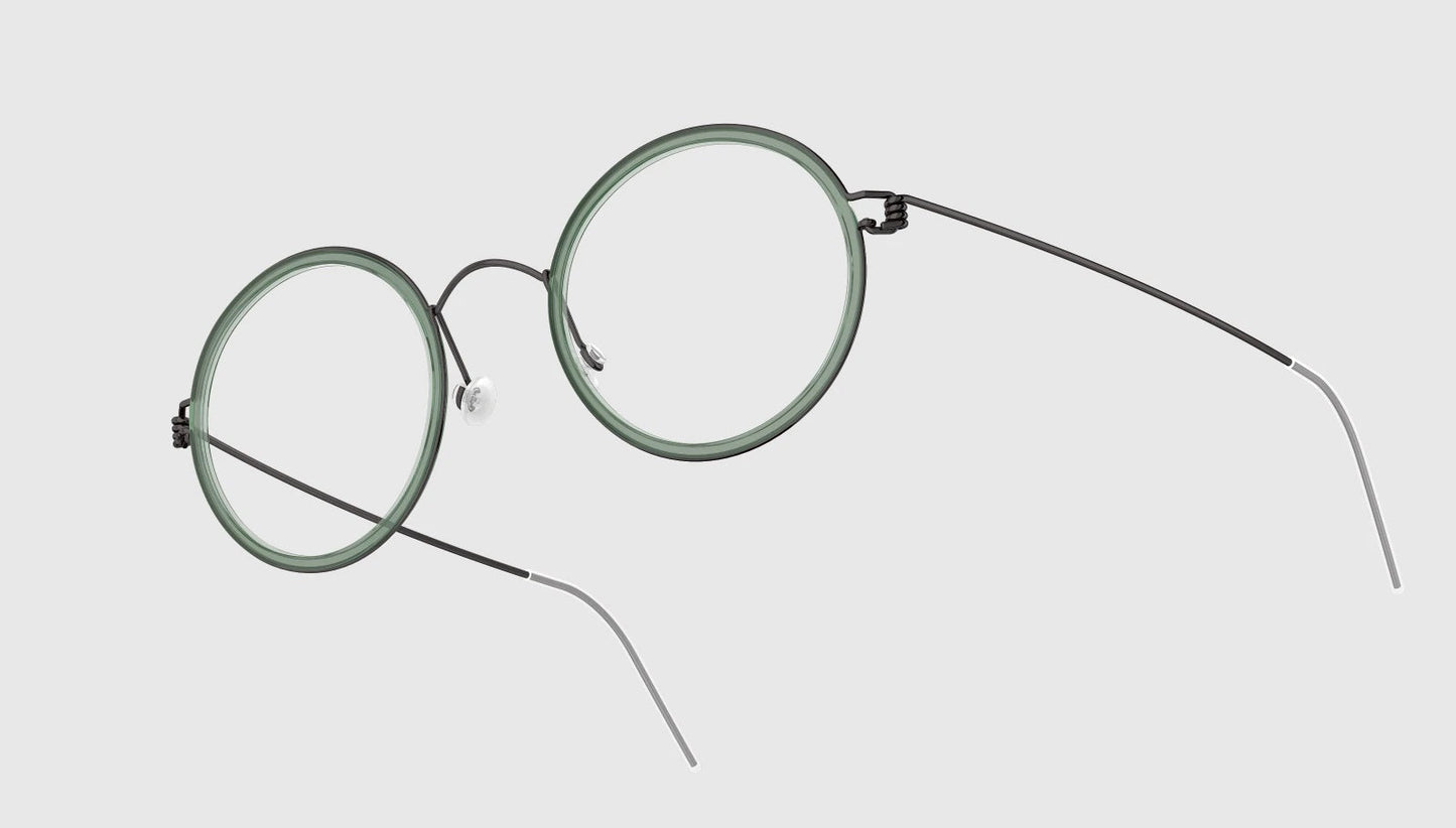 LINDBERG Air Titanium Rim Cameron — Silver frame with Matt Tortoise acetate inner rim — titanium eyeglasses — alternate view — official product render