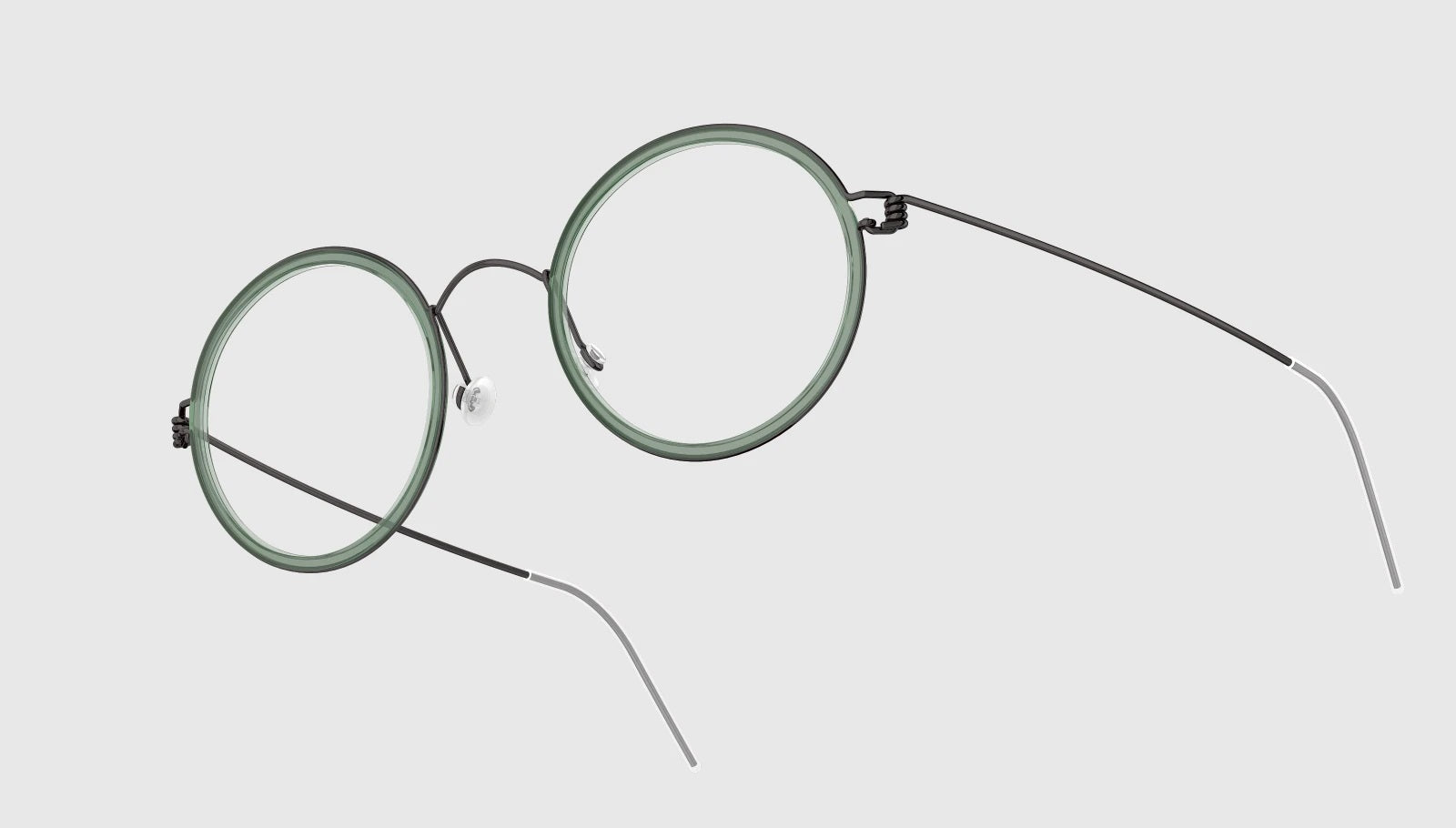 LINDBERG Air Titanium Rim Cameron — Silver frame with Matt Tortoise acetate inner rim — titanium eyeglasses — alternate view — official product render