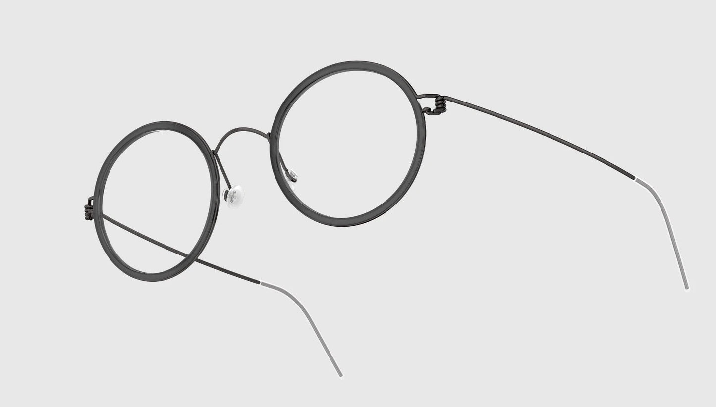 LINDBERG Air Titanium Rim Cameron — Black frame with Polished Grey acetate inner rim — titanium eyeglasses — alternate view — official product render