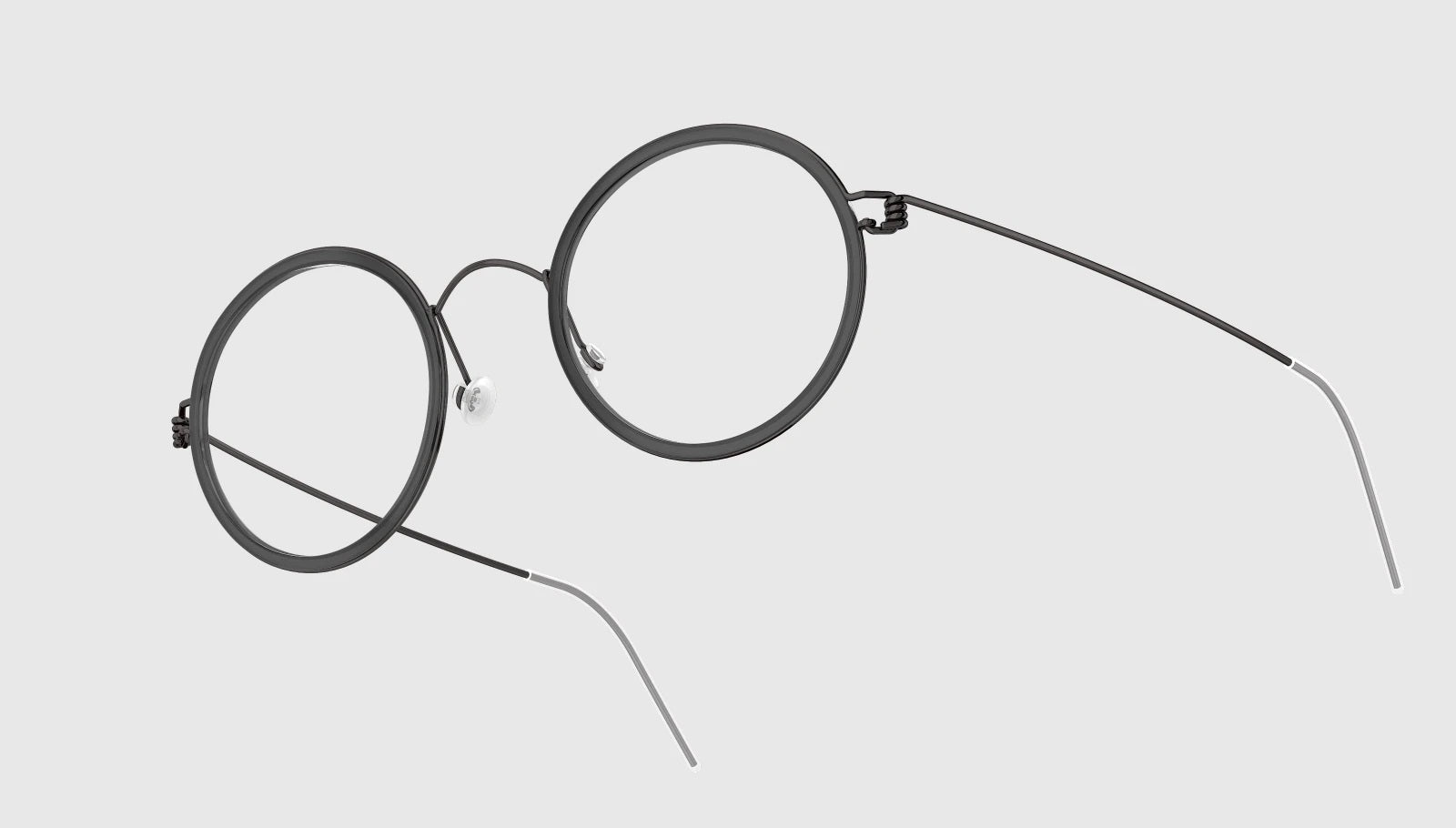 LINDBERG Air Titanium Rim Cameron — Black frame with Polished Grey acetate inner rim — titanium eyeglasses — alternate view — official product render
