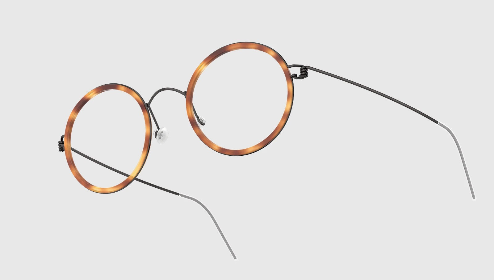 LINDBERG Air Titanium Rim Cameron — Black frame with Polished Brown acetate inner rim — titanium eyeglasses — alternate view — official product render