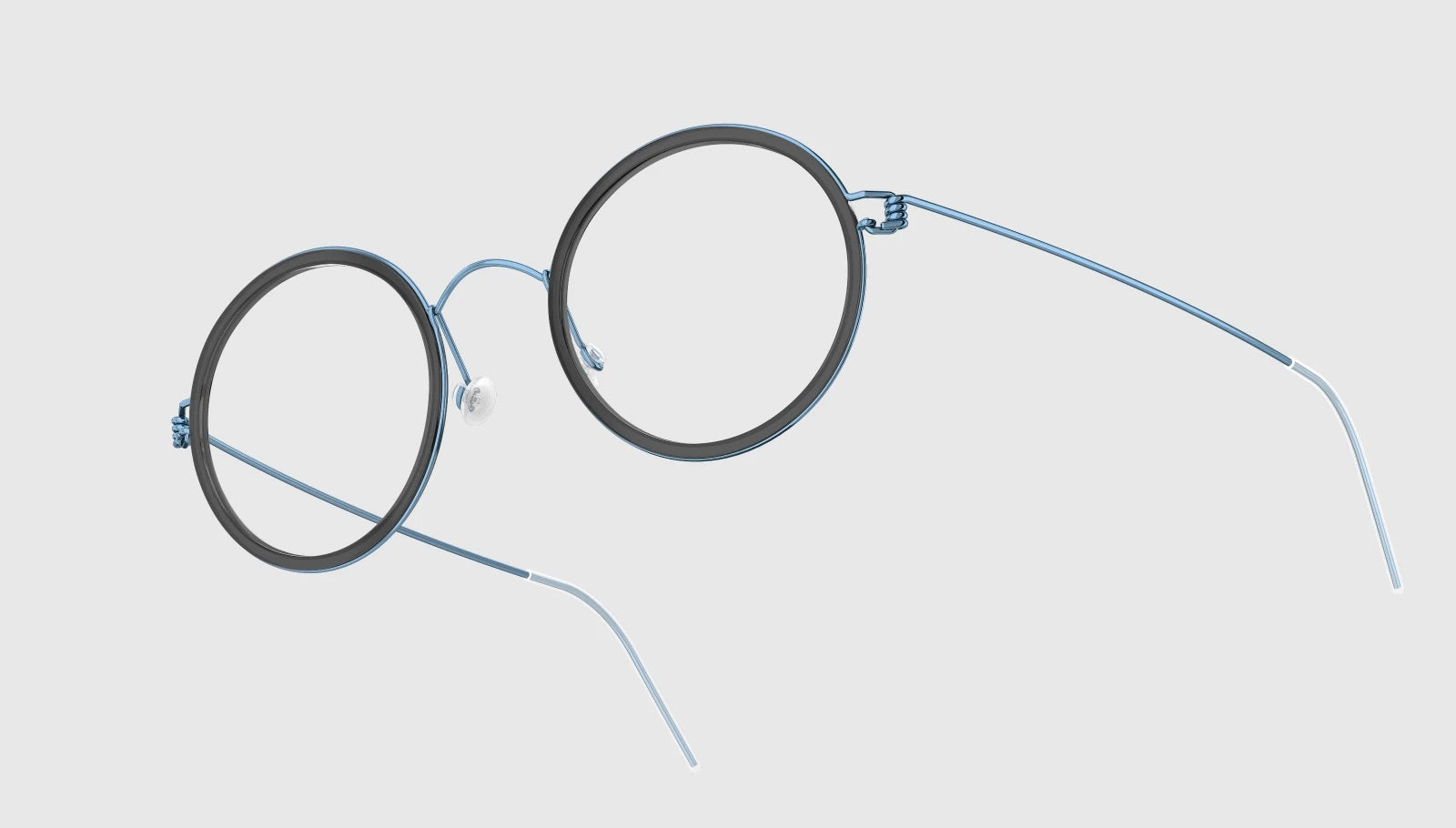 LINDBERG Air Titanium Rim Cameron — Blue Cobalt frame with Polished Grey acetate inner rim — titanium eyeglasses — alternate view — official product render