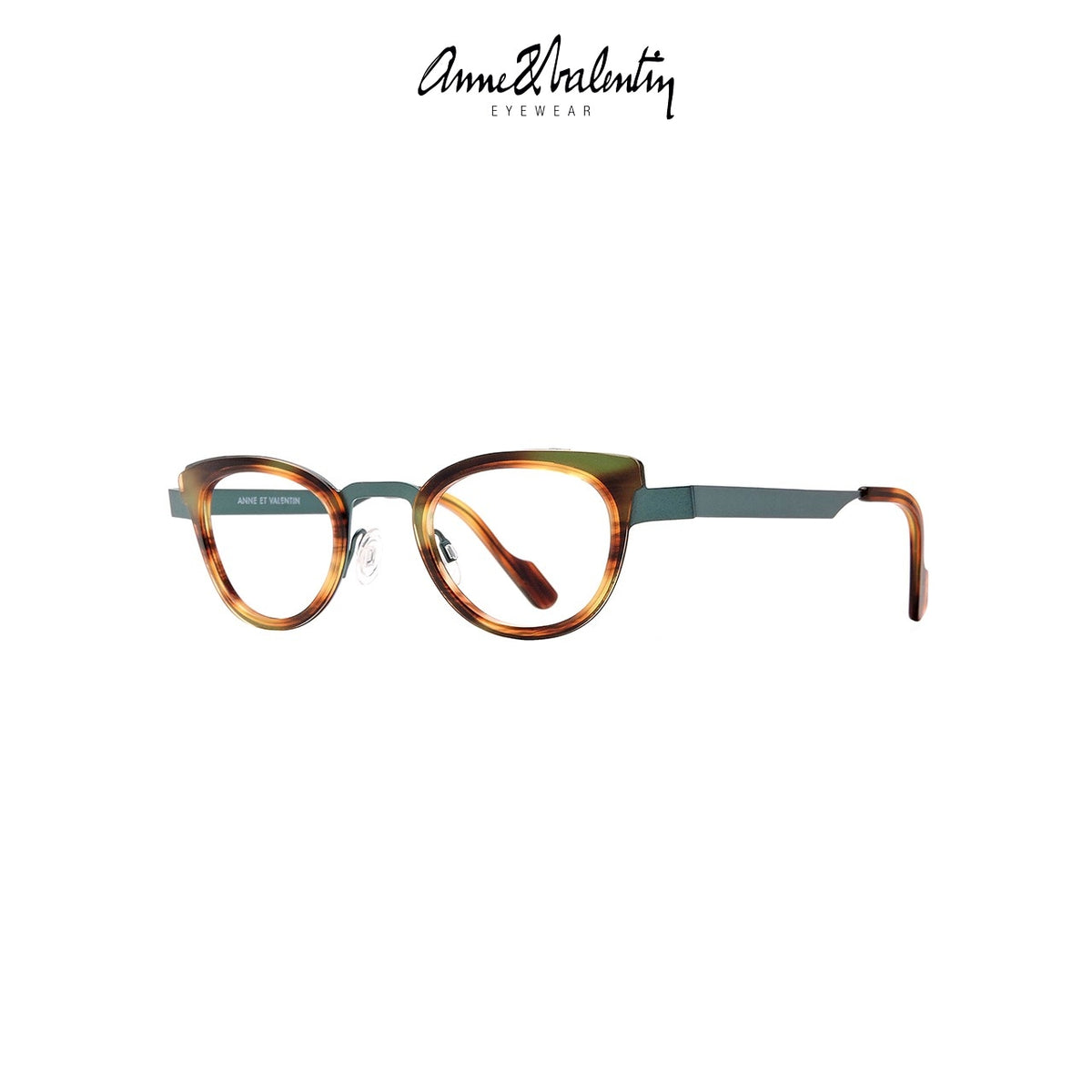 Anne Et Valentin FEIST Eyeglasses Green/Brushed Brown U136 Side