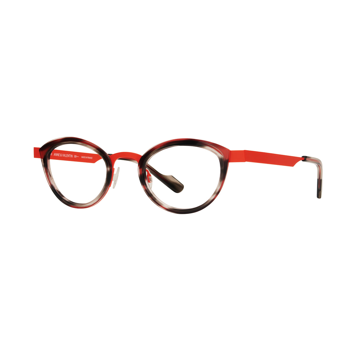 Anne Et Valentin FOSSETTE Eyeglasses Tortoise with Coral Bridge (24B05) Side