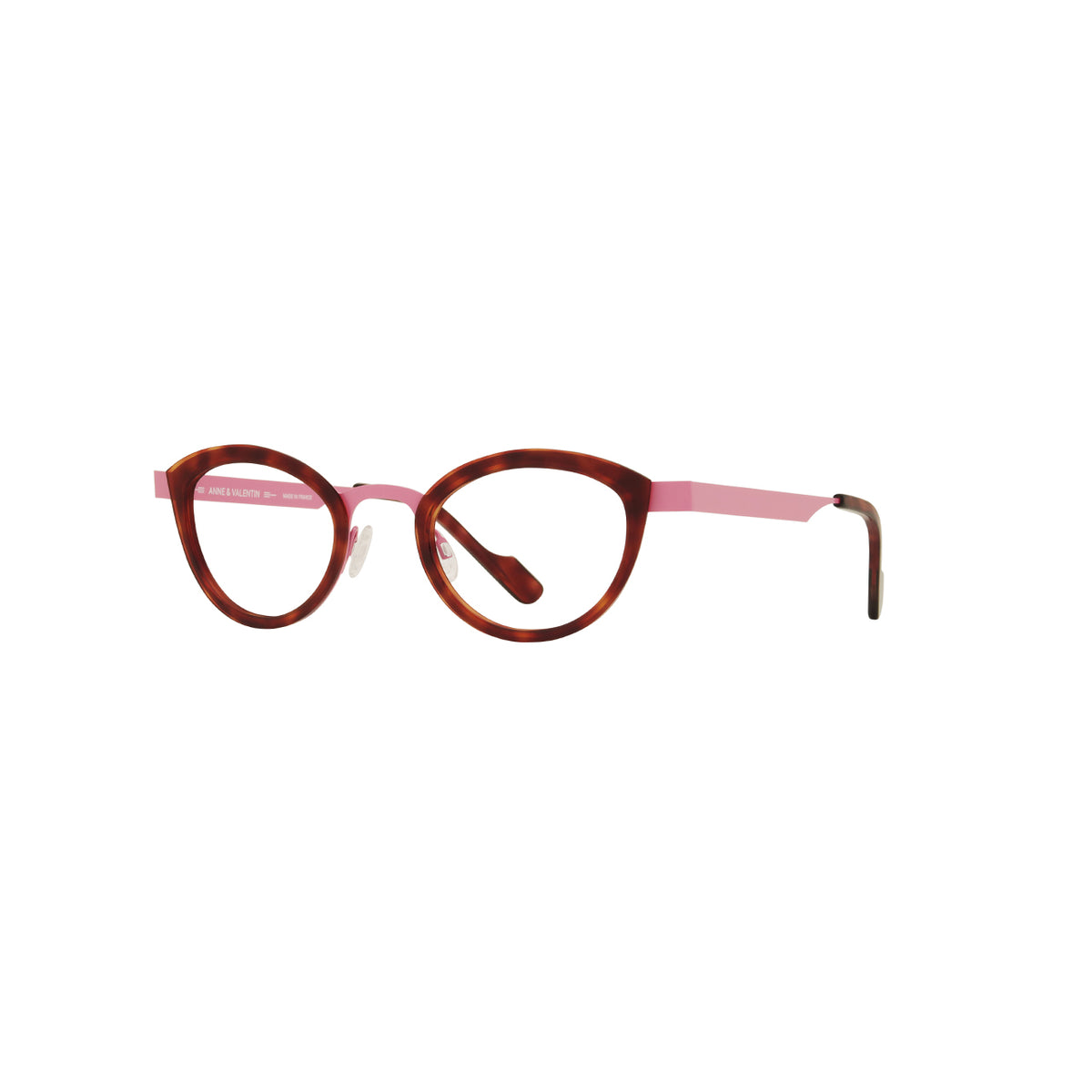 Anne Et Valentin FOSSETTE Eyeglasses Tortoise with Blush Pink Bridge (25B14) Side