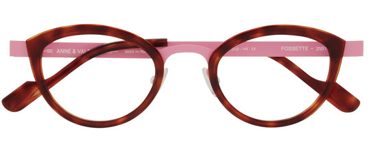 Anne Et Valentin FOSSETTE Eyeglasses Tortoise with Blush Pink Bridge (25B14) Front