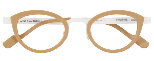 Anne Et Valentin FOSSETTE Eyeglasses Camel and Cream (25B26) Front