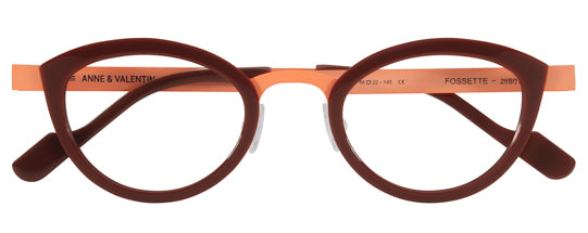 Anne Et Valentin FOSSETTE Eyeglasses Burgundy with Peach Bridge (26B01) Front