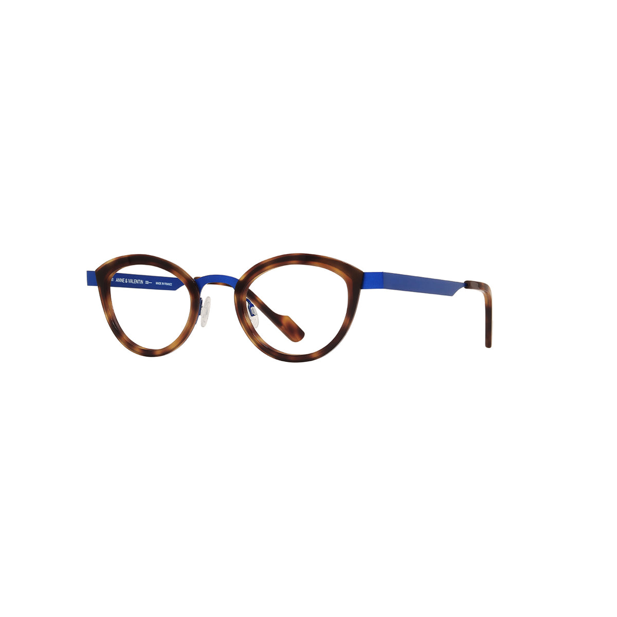 Anne Et Valentin FOSSETTE Eyeglasses Tortoise with Electric Blue Bridge (8A11) Side