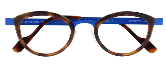 Anne Et Valentin FOSSETTE Eyeglasses Tortoise with Electric Blue Bridge (8A11) Front