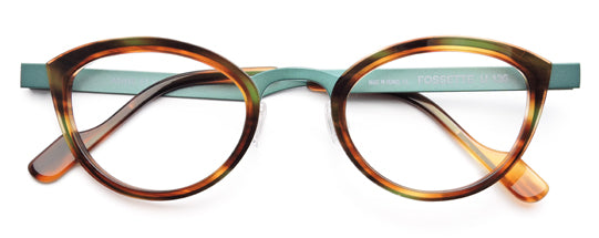 Anne Et Valentin FOSSETTE Eyeglasses Tortoise with Turquoise Bridge (U136) Front