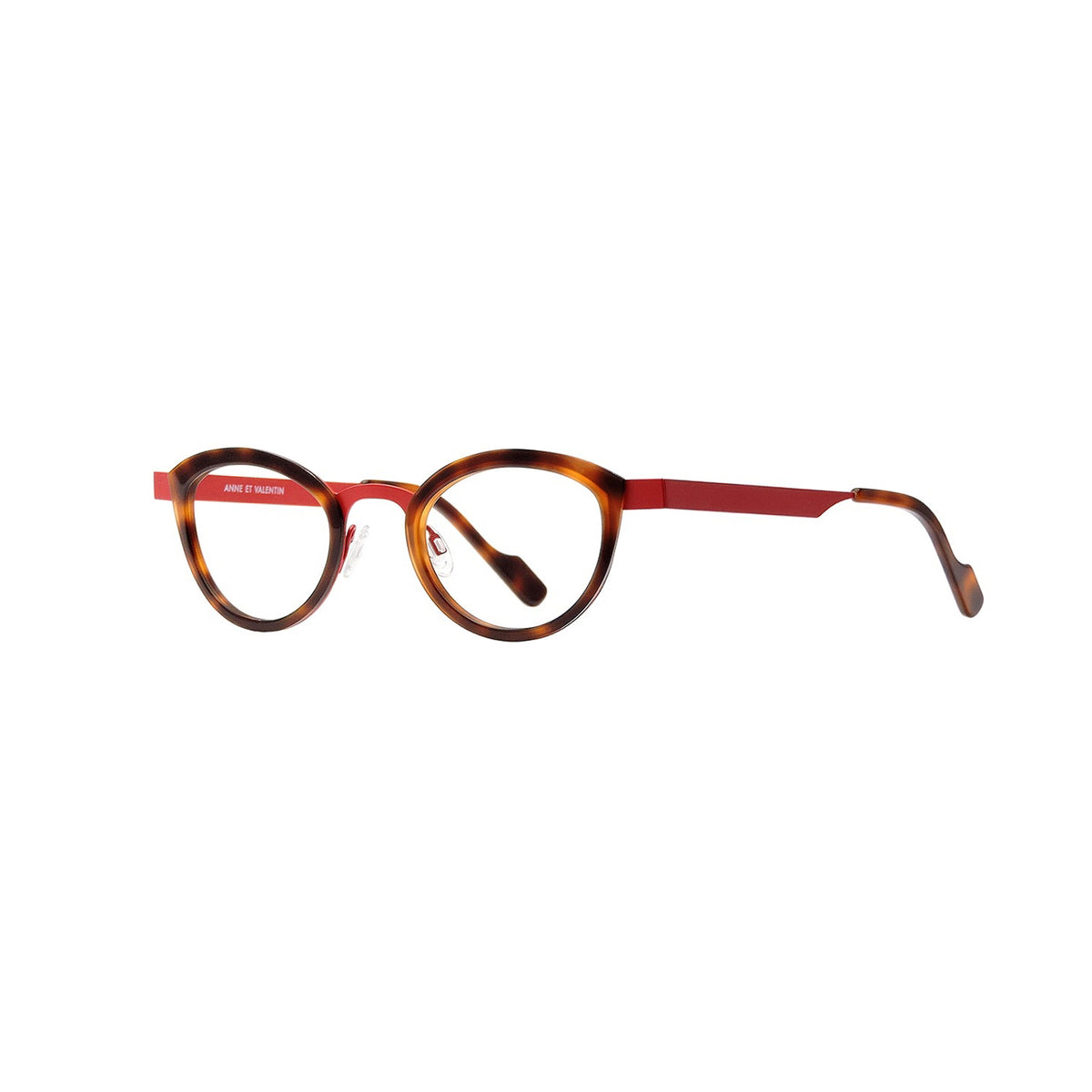 Anne Et Valentin FOSSETTE Eyeglasses Tortoise with Burgundy Bridge (U78) Side