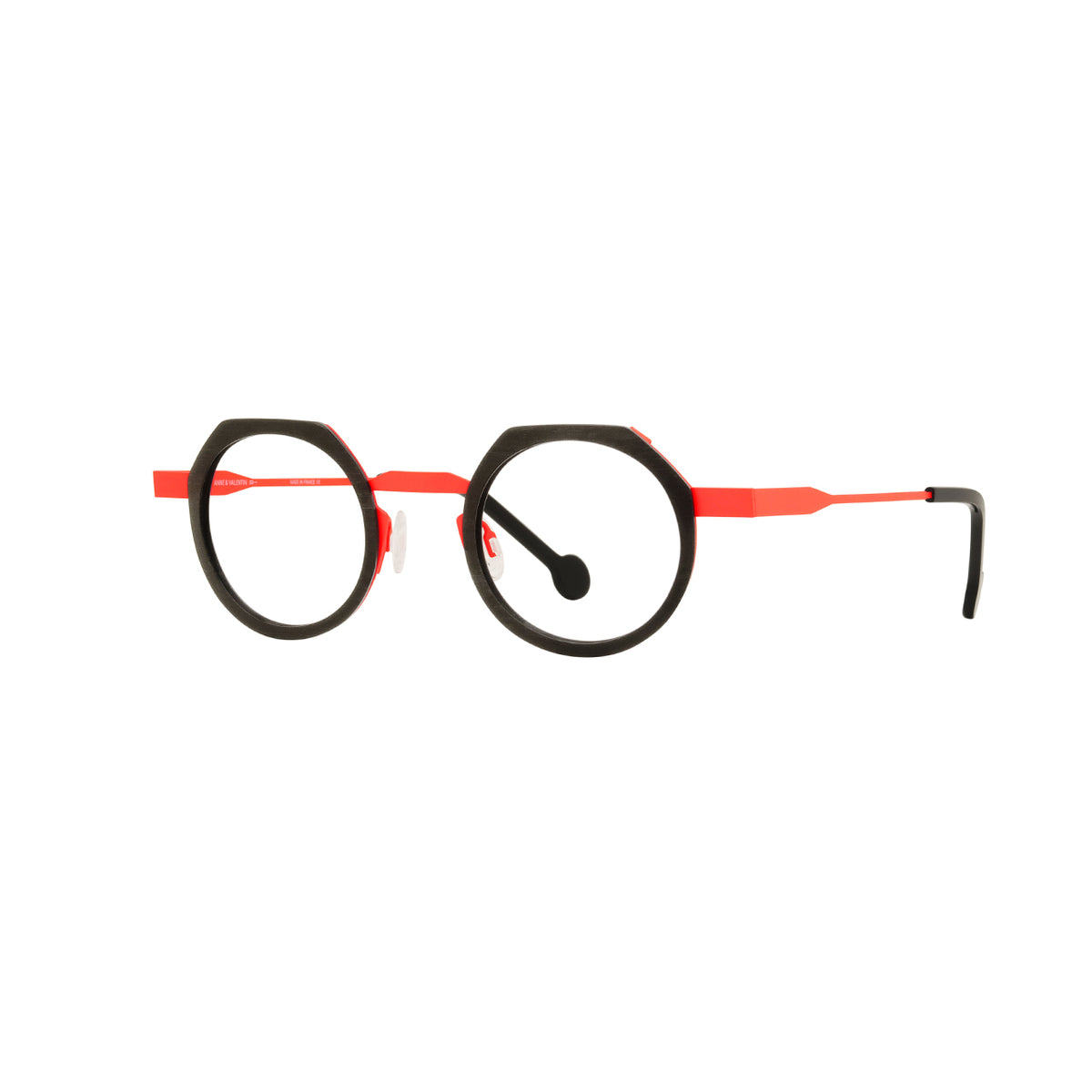 Anne Et Valentin FREHEL Eyeglasses Black with Vibrant Red Bridge (25B22) Side