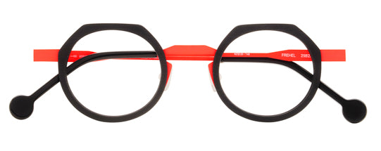 Anne Et Valentin FREHEL Eyeglasses Black with Vibrant Red Bridge (25B22) Front