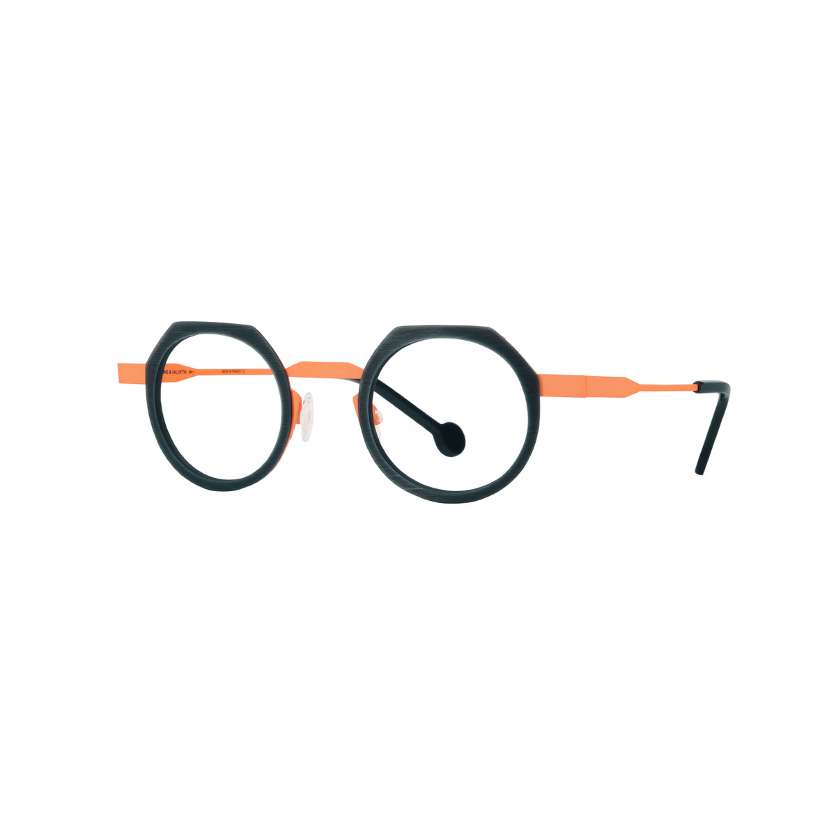 Anne Et Valentin FREHEL Eyeglasses Charcoal with Orange Bridge (25B31) Side