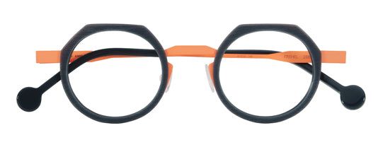 Anne Et Valentin FREHEL Eyeglasses Charcoal with Orange Bridge (25B31) Front