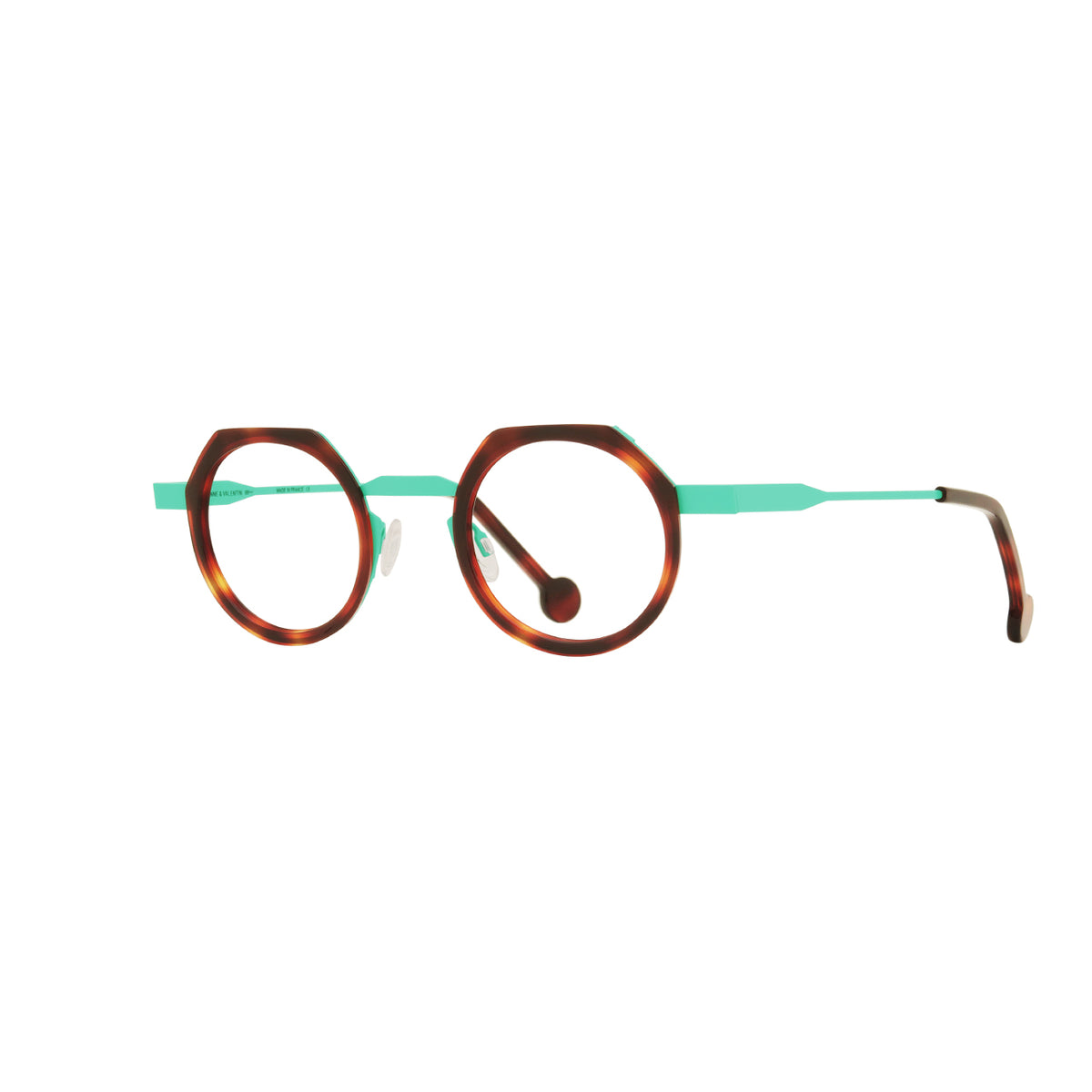 Anne Et Valentin FREHEL Eyeglasses Tortoise with Turquoise Bridge (25B34) Side