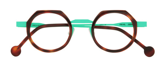 Anne Et Valentin FREHEL Eyeglasses Tortoise with Turquoise Bridge (25B34) Front