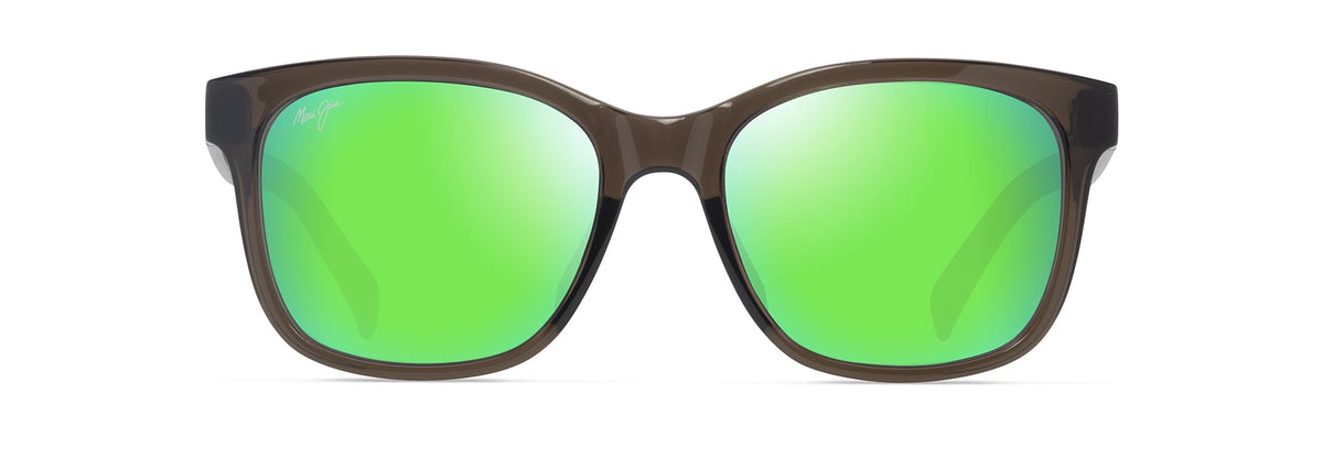 Maui Jim Owelo sunglasses in Shiny Trans Dark Grey with Green, front view