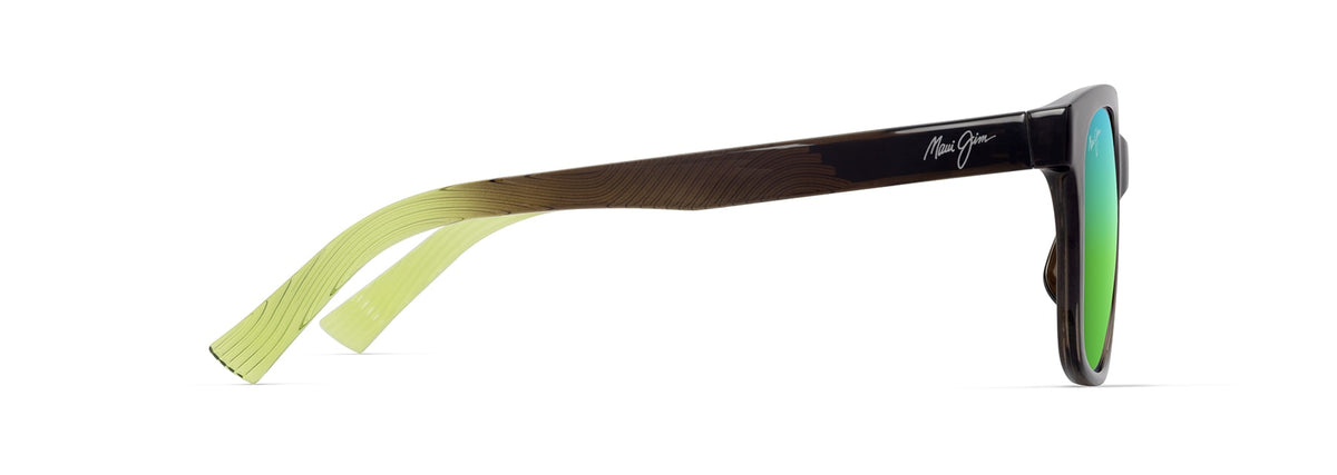 Maui Jim Owelo sunglasses in Shiny Trans Dark Grey with Green, side view