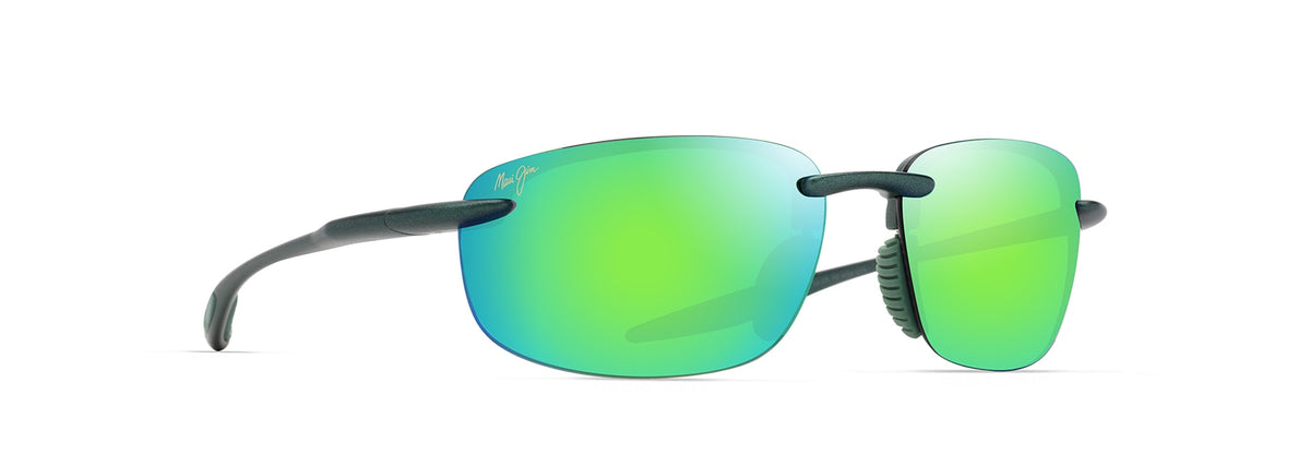 Maui Jim Hookipa Ultra sunglasses in Matte Metallic Green, angled view