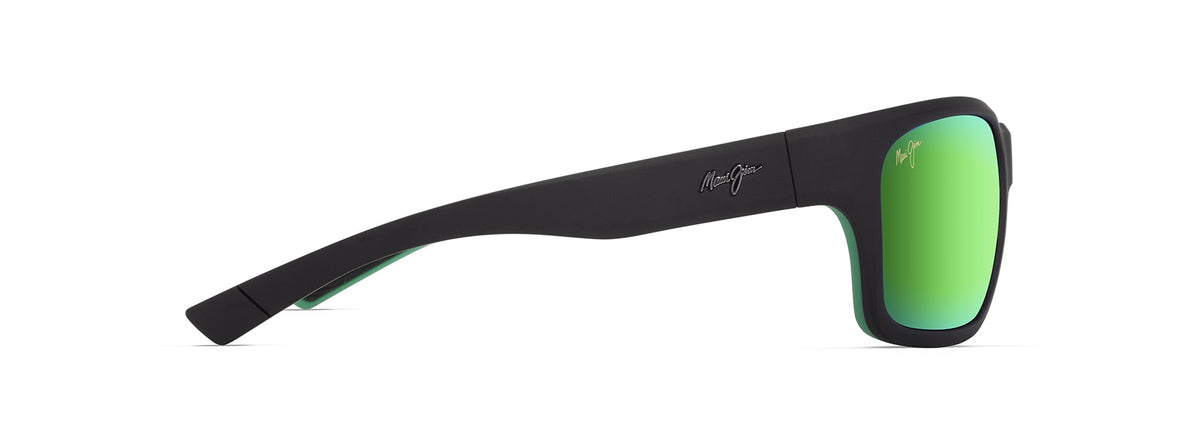 Maui Jim Ano Nui sunglasses in Matte Black White Green, side view