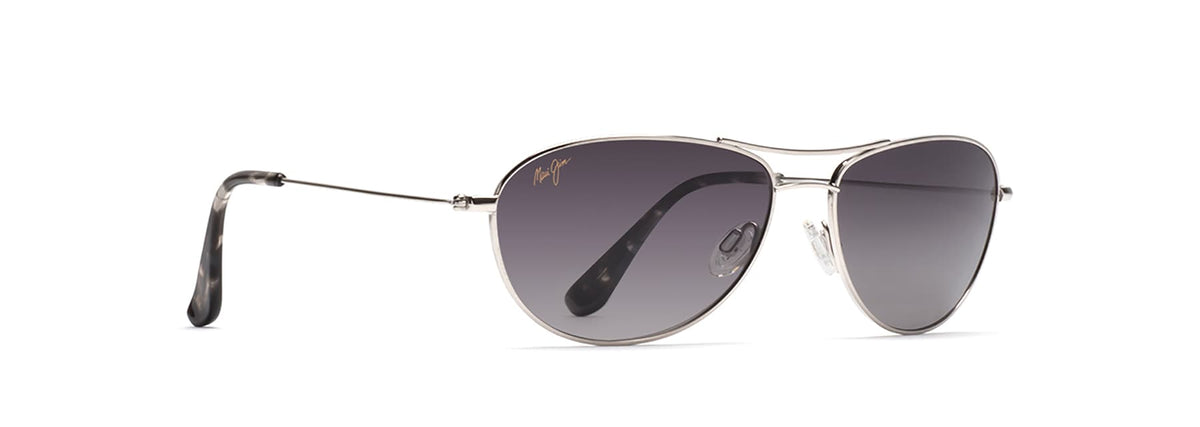 Maui Jim Baby Beach sunglasses in Silver - Neutral Grey, angled view