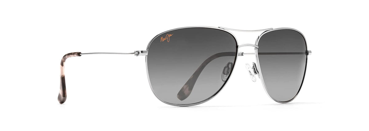 Maui Jim Cliff House sunglasses in Silver - Neutral Grey, angled view