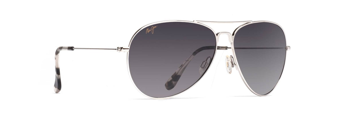 Maui Jim Mavericks sunglasses in Silver - Neutral Grey, angled view