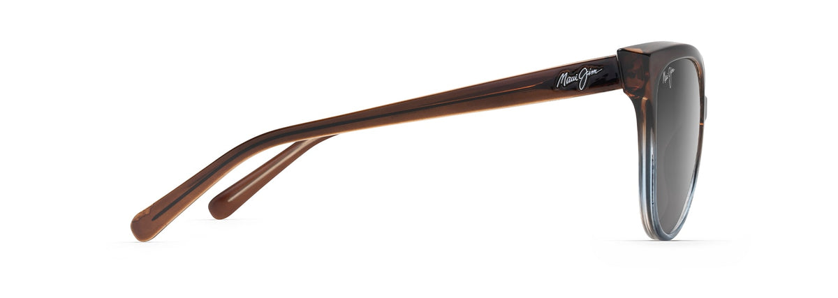 Maui Jim 'Olu'Olu sunglasses in Translucent Dark Chocolate with Blue, side view
