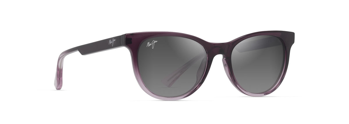 Maui Jim Lonomea sunglasses in Shiny Trans Dark Violet to Lilac, angled view