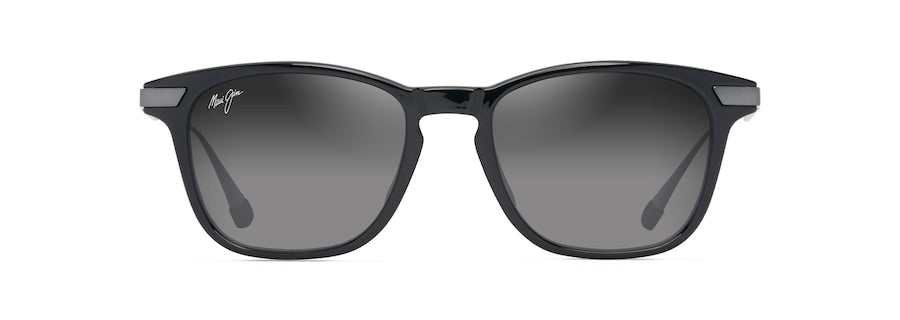 Maui Jim Mana'olana Shiny Black with Gunmetal sunglasses - view | Gazal Eyecare, Roswell GA