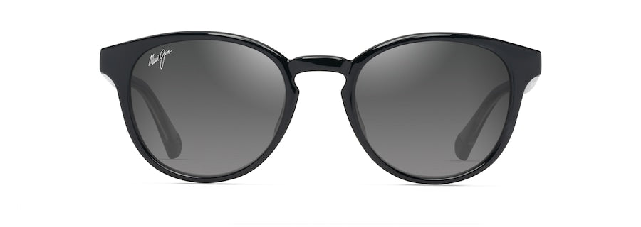 Maui Jim Hiehie sunglasses in Shiny Black w in Trans Light Grey, front view