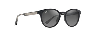 Maui Jim Hiehie sunglasses in Shiny Black w in Trans Light Grey, angled view