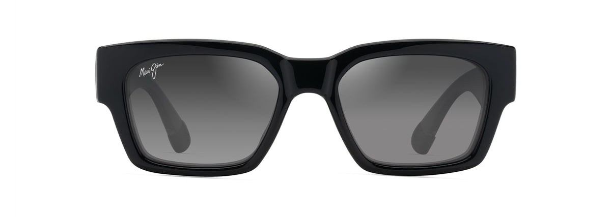 Maui Jim Kenui sunglasses in Shiny Black with Trans Light Grey, front view