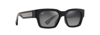 Maui Jim Kenui sunglasses in Shiny Black with Trans Light Grey, angled view