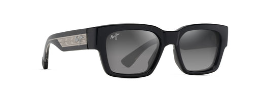 Maui Jim Kenui sunglasses in Shiny Black with Trans Light Grey, angled view