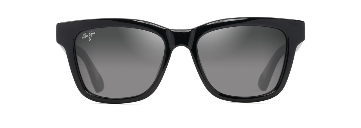 Maui Jim Hanohano - Shiny Black w in Trans Light Grey - Front View