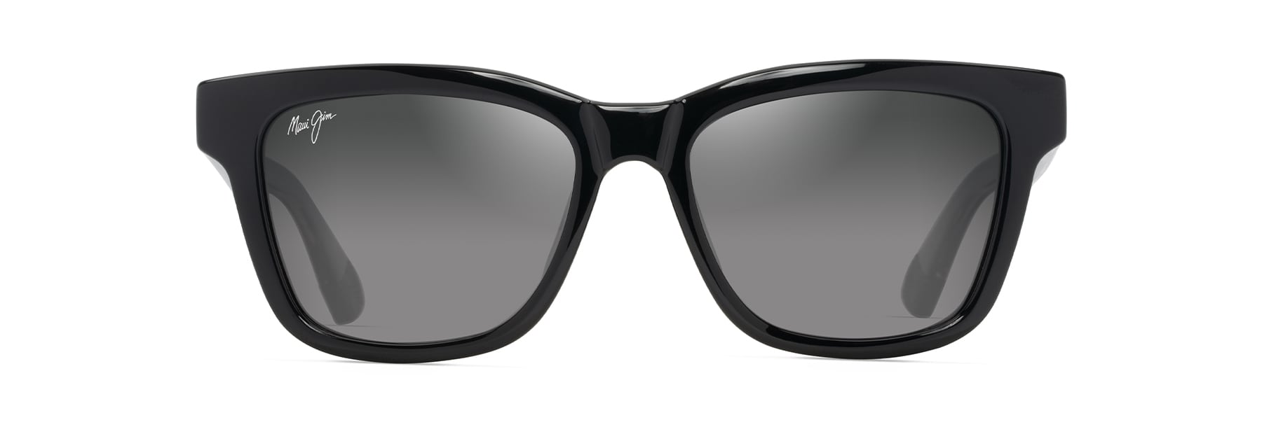 Maui Jim Hanohano - Shiny Black w in Trans Light Grey - Front View
