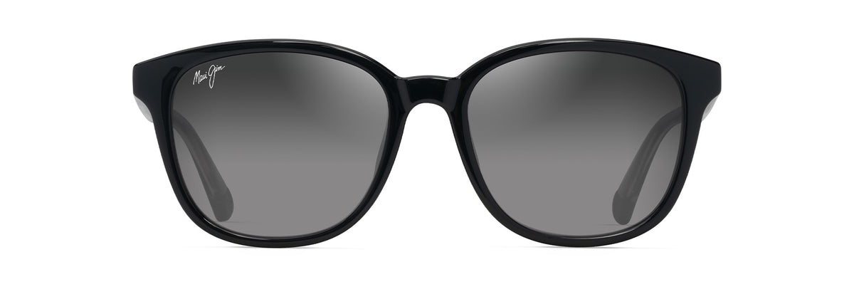 Maui Jim Ku'ikahi AF sunglasses in Shiny Black with Trans Light Grey, front view