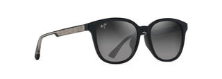 Maui Jim Ku'ikahi AF sunglasses in Shiny Black with Trans Light Grey, angled view