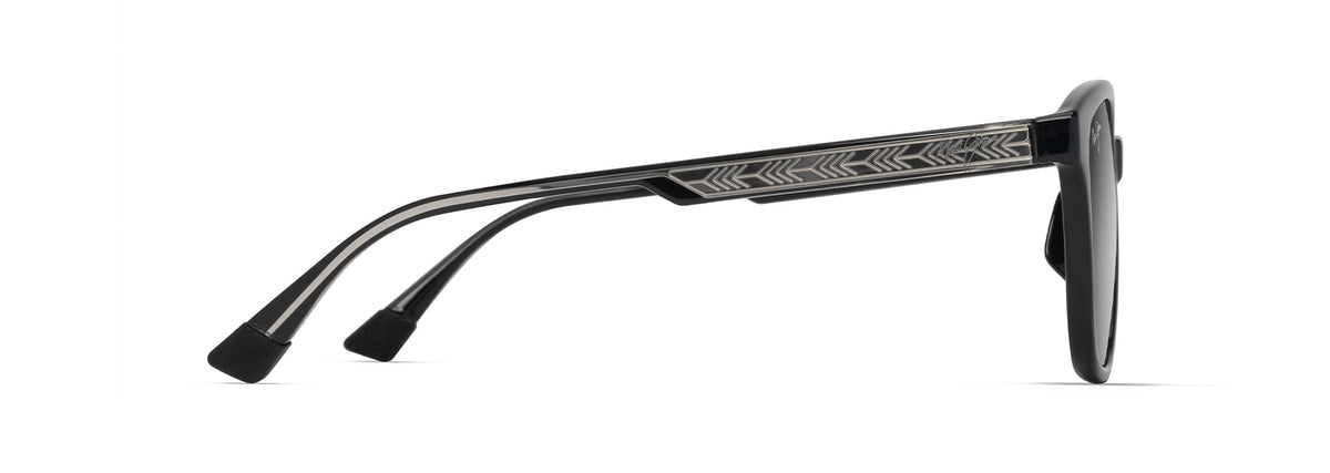 Maui Jim Ku'ikahi AF sunglasses in Shiny Black with Trans Light Grey, side view